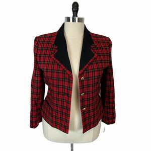 Le Suit Blazer Jacket Women Sz 14 Vintage Secretary Chic Retro Classic Plaid